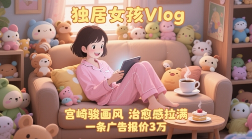 单个账号涨粉71W！用AI制作独居女孩Vlog，宫崎骏画风，治愈感拉满，一条广告报价3W-小鹏项目网