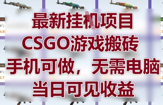 最新挂G项目，CSGO游戏搬砖，手机可做，无需电脑，当日见收益【揭秘】-小鹏项目网