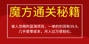 被人忽略的蓝海项目，魔方通关秘籍一单利润有39.9，几乎是零成本，月….-小鹏项目网