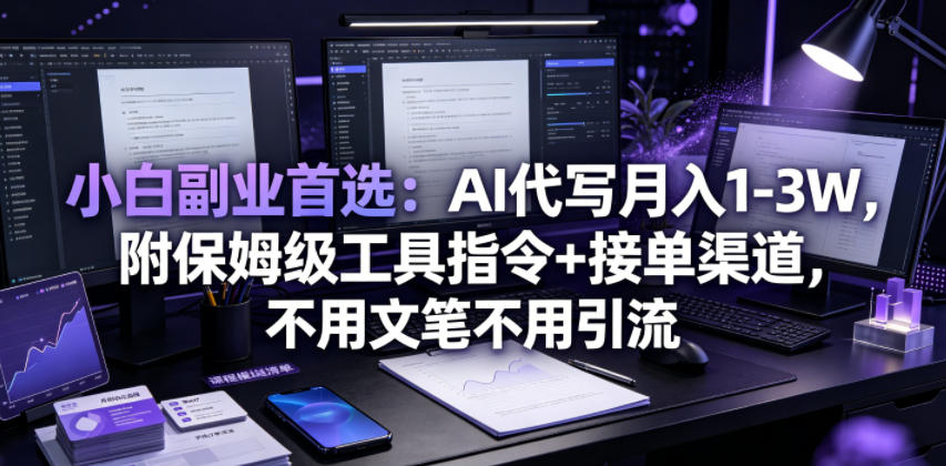小白副业首选：AI代写月入1-3W，附保姆级工具指令+接单渠道，不用文笔不用引流【揭秘】-小鹏项目网