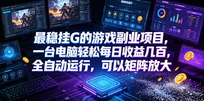 最稳挂G的游戏副业项目，一台电脑轻松每日收益几百，全自动运行，可以矩阵放大【揭秘】-小鹏项目网