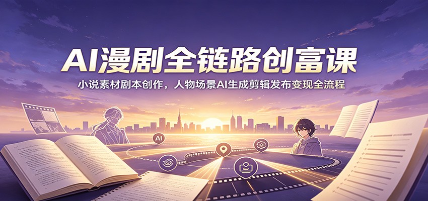 AI漫剧全链路创富课:小说素材剧本创作,人物场景AI生成剪辑发布变现全流程-小鹏项目网