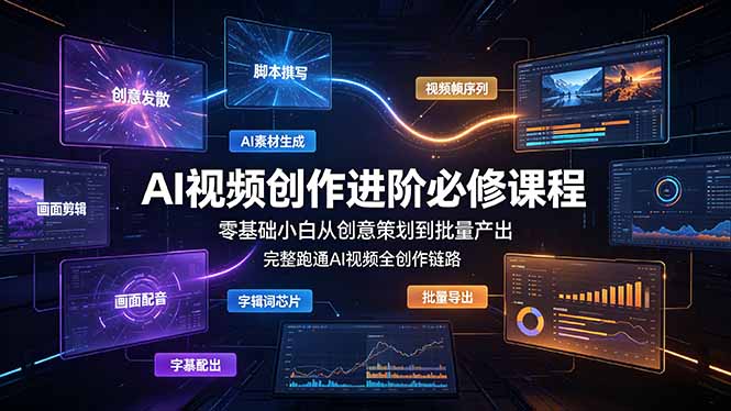 AI视频创作进阶必修课程:零基础小白从创意策划到批量产出,完整跑通AI视频全创作链路-小鹏项目网
