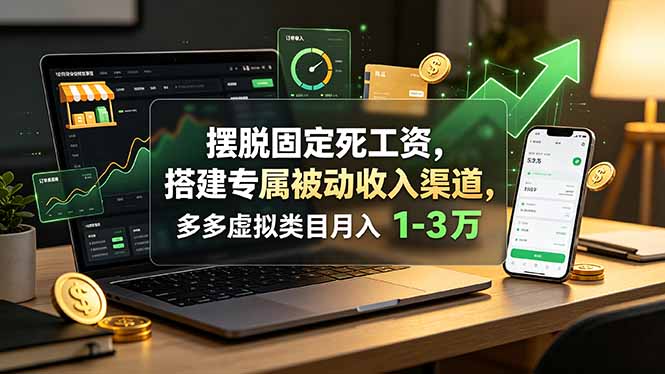 摆脱固定死工资,搭建专属被动收入渠道,多多虚拟类目月入 1-3 万-小鹏项目网