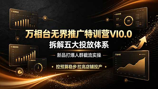 万相台无界推广特训营VI0.0，拆解五大投放体系，新品打爆人群截流实操，控预算稳步拉高店铺投产-小鹏项目网