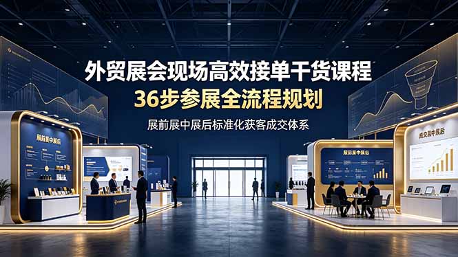 外贸展会现场高效接单干货课程，36步参展全流程规划，展前展中展后标准化获客成交体系-小鹏项目网