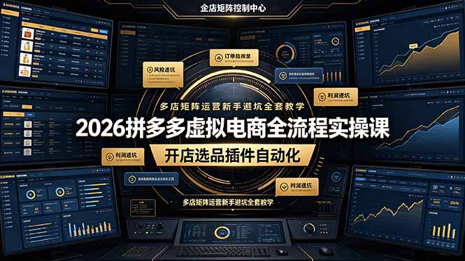 2026拼多多虚拟电商全流程实操课，开店选品插件自动化，多店矩阵运营新手避坑全套教学-小鹏项目网
