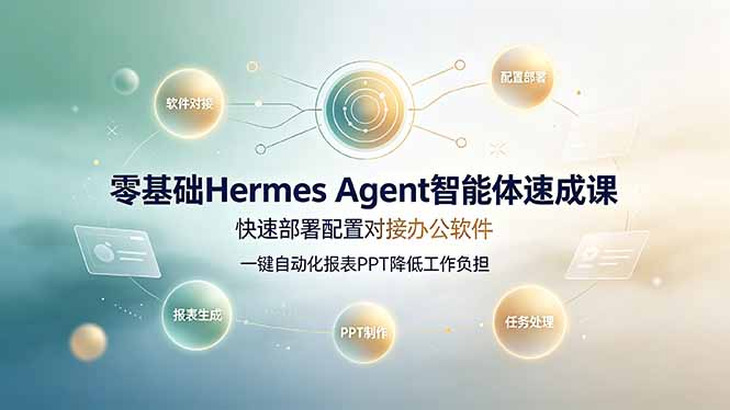 零基础Hermes Agent智能体速成课,快速部署配置对接办公软件;一键自动化报表PPT降低工作负担-小鹏项目网