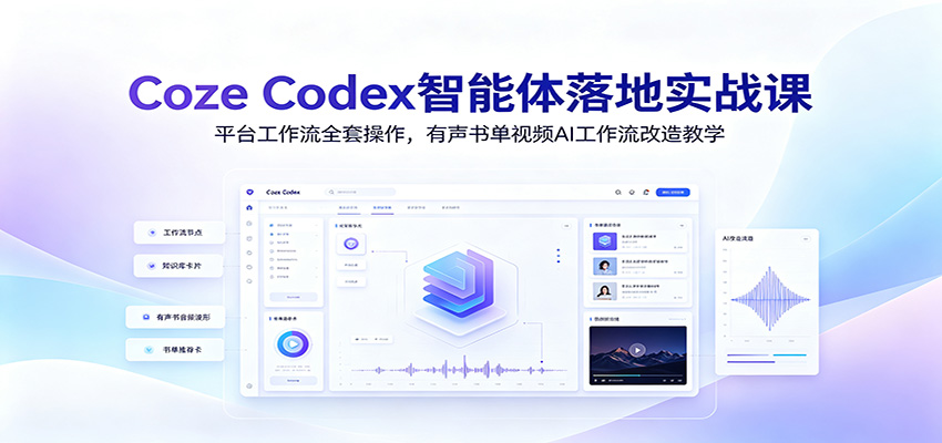 Coze Codex智能体落地实战课:平台工作流全套操作,有声书单视频AI工作流改造教学-小鹏项目网