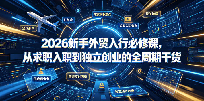 2026新手外贸入行必修课，从求职入职到独立创业的全周期干货-小鹏项目网