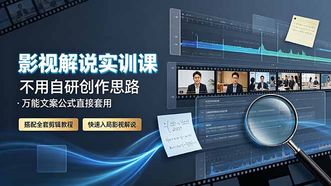 影视解说实训课：不用自研创作思路，万能文案公式直接套用，搭配全套剪辑教程，快速入局影视解说-小鹏项目网