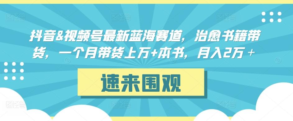 抖音&视频号最新蓝海赛道，治愈书籍带货，一个月带货上万+本书，月入2万＋【揭秘】-小鹏项目网