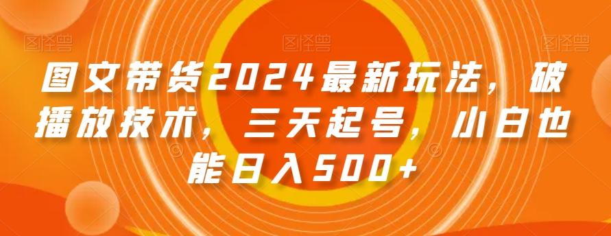 图文带货2024最新玩法，破播放技术，三天起号，小白也能日入500+【揭秘】-小鹏项目网
