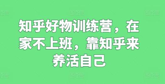 知乎好物训练营，在家不上班，靠知乎来养活自己-小鹏项目网