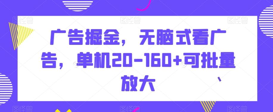 广告掘金，无脑式看广告，单机20-160+可批量放大【揭秘】-小鹏项目网