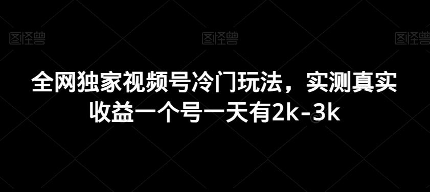 全网独家视频号冷门玩法，实测真实收益一个号一天有2k-3k-小鹏项目网