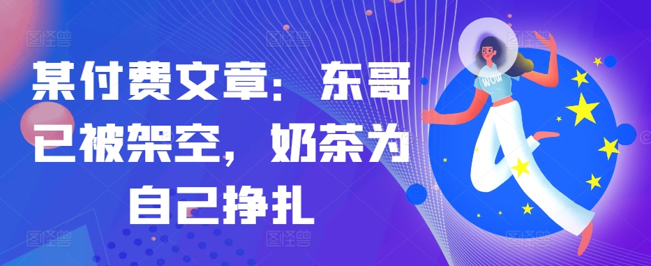 某付费文章：东哥已被架空，奶茶为自己挣扎!!-小鹏项目网