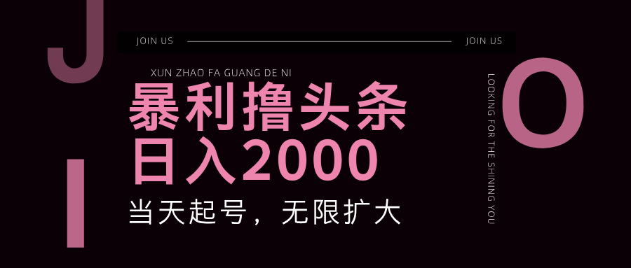 暴利撸头条，单号日入2000+，可无限扩大-小鹏项目网