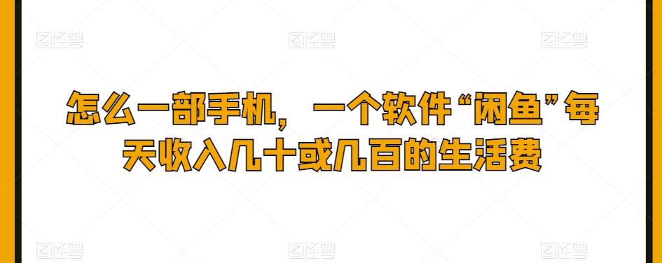 怎么一部手机，一个软件“闲鱼”每天收入几十或几百的生活费-小鹏项目网
