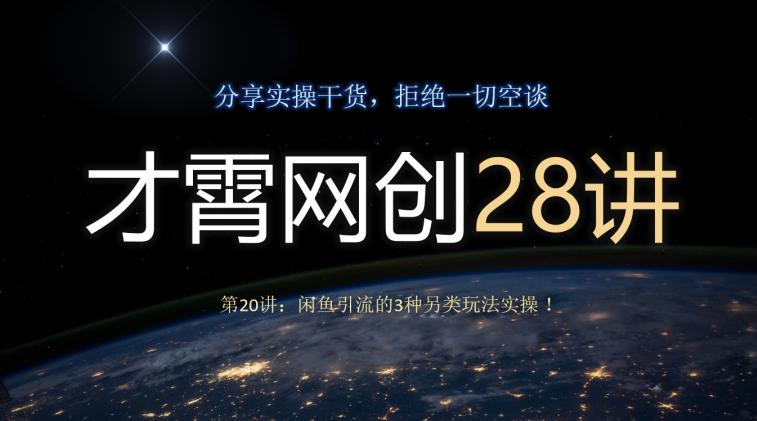 才霄网创28讲第20讲：闲鱼引流的3种另类玩法实操！-小鹏项目网