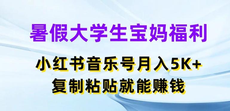 暑假大学生宝妈福利，小红书音乐号月入5000+，复制粘贴就能赚钱【揭秘】-小鹏项目网