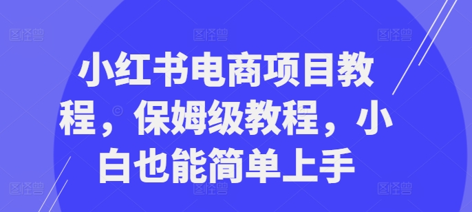 小红书电商项目教程，保姆级教程，小白也能简单上手-小鹏项目网