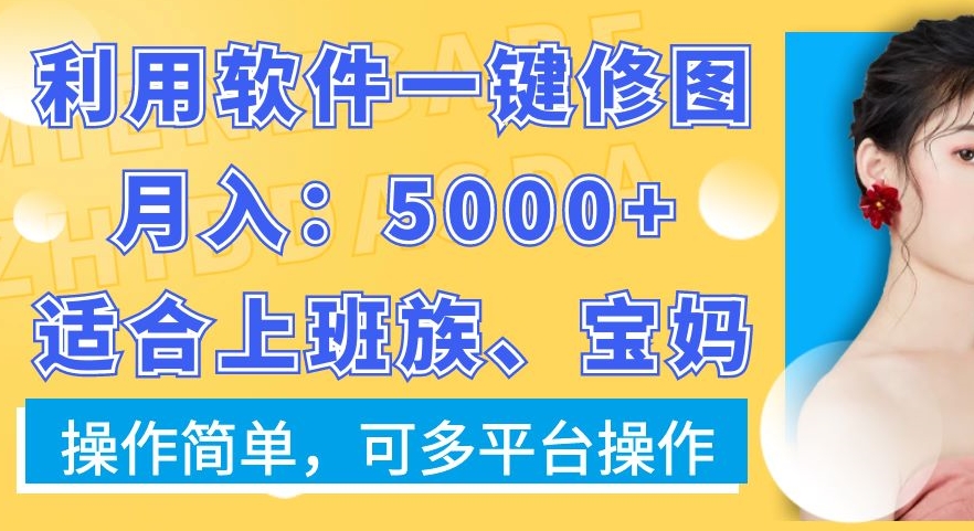 利用软件一键修图月入5000+，适合上班族、宝妈，操作简单，可多平台操作【揭秘】-小鹏项目网