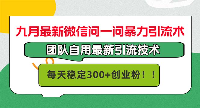 九月最新微信问一问暴力引流术，团队自用引流术，每天稳定300+创…-小鹏项目网