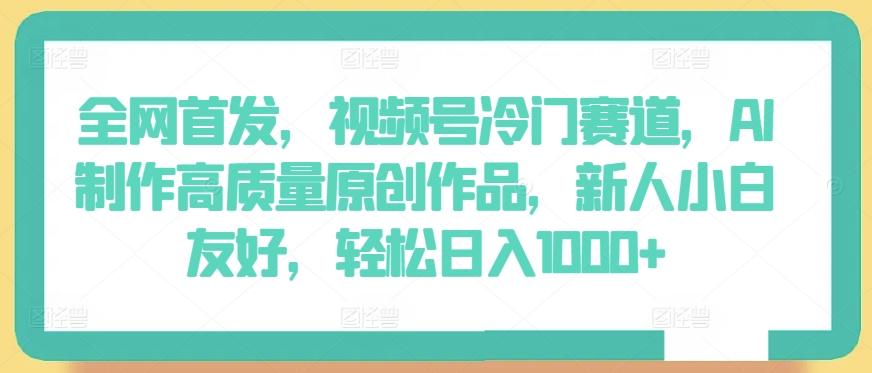 全网首发，视频号冷门赛道，AI制作高质量原创作品，新人小白友好，轻松日入1000+【揭秘】-小鹏项目网