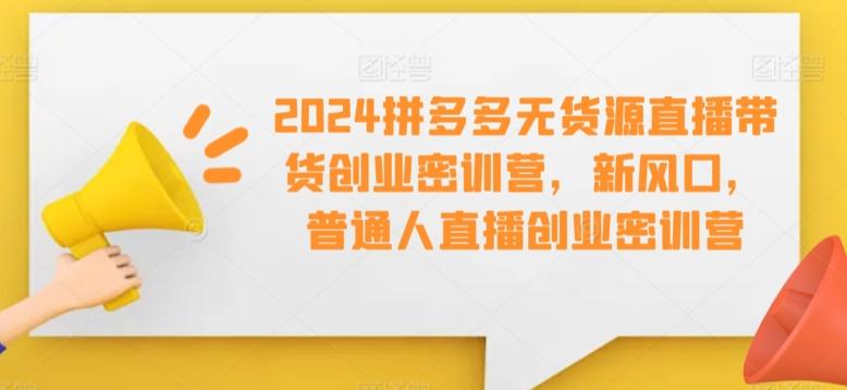 2024拼多多无货源直播带货创业密训营，新风口，普通人直播创业密训营-小鹏项目网