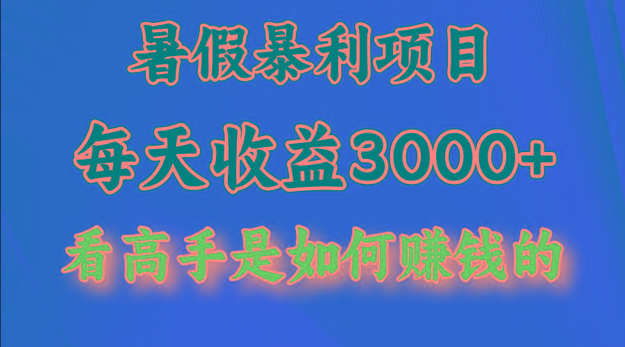 暑假暴力项目 1天收益3000+，视频号，快手，不露脸直播.次日结算-小鹏项目网