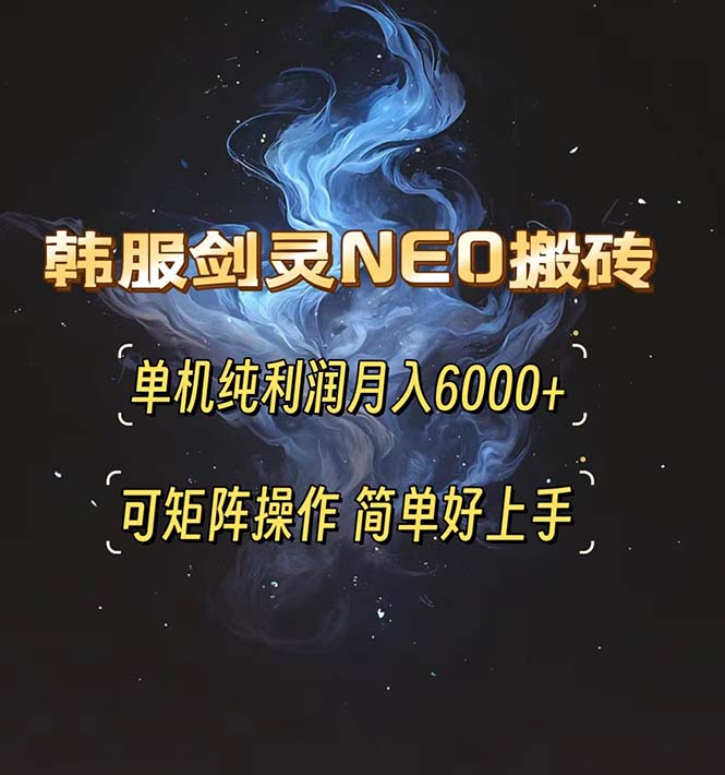 韩服剑灵NEO搬砖攻略，单机纯利润月入6000+ 可矩阵操作，简单好上手。-小鹏项目网