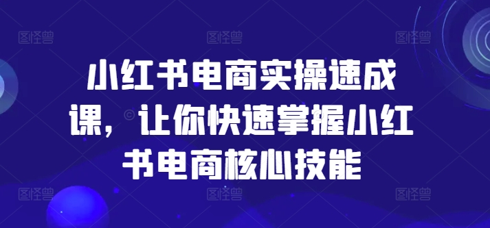 小红书电商实操速成课，让你快速掌握小红书电商核心技能-小鹏项目网