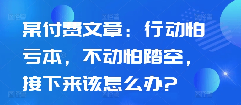某付费文章：行动怕亏本，不动怕踏空，接下来该怎么办?-小鹏项目网