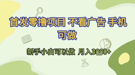 首发零撸项目 不看广告 手机可做 新手小白可以做  月入3k+【揭秘】-小鹏项目网