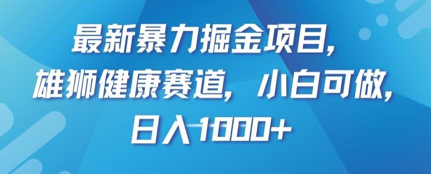 最新暴力掘金项目，雄狮健康赛道，小白可做，日入1000+【揭秘】-小鹏项目网