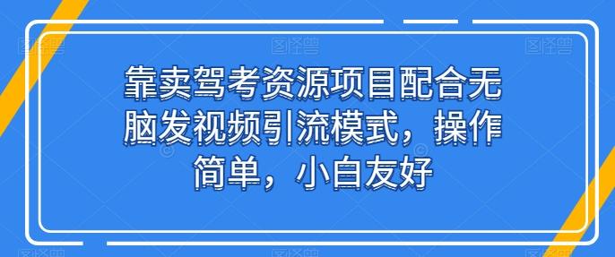 靠卖驾考资源项目配合无脑发视频引流模式，操作简单，小白友好【揭秘】-小鹏项目网