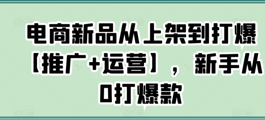 电商新品从上架到打爆【推广+运营】，新手从0打爆款-小鹏项目网