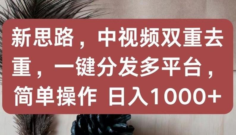 新思路，中视频双重去重，一键分发多平台，简单操作，日入1000+【揭秘】-小鹏项目网