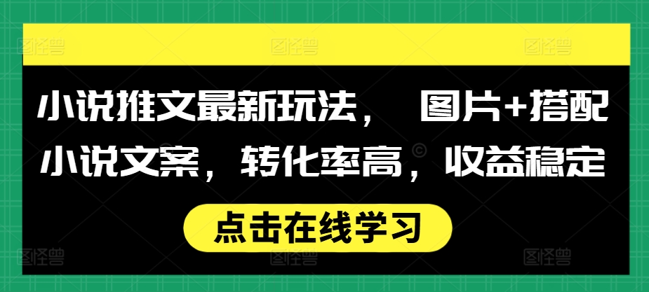 小说推文最新玩法， 图片+搭配小说文案，转化率高，收益稳定-小鹏项目网