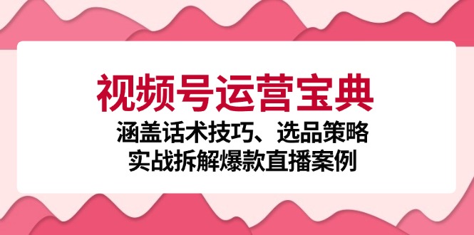 视频号运营宝典：涵盖话术技巧、选品策略、实战拆解爆款直播案例-小鹏项目网