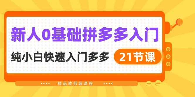 新人0基础拼多多入门，​纯小白快速入门多多(21节课-小鹏项目网