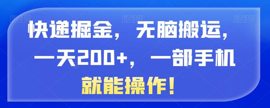 快递掘金，无脑搬运，一天200+，一部手机就能操作！-小鹏项目网