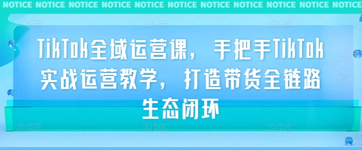 TikTok全域运营课，手把手TikTok实战运营教学，打造带货全链路生态闭环-小鹏项目网