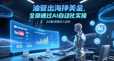 油管出海挣美金，全部通过AI自动化实操，从0到1实现月入过W-小鹏项目网
