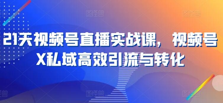 21天视频号直播实战课，视频号X私域高效引流与转化-小鹏项目网