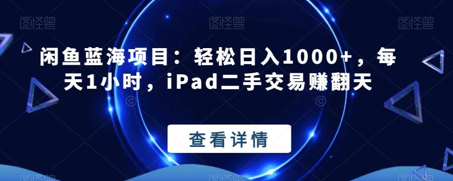 闲鱼蓝海项目：轻松日入1000+，每天1小时，iPad二手交易赚翻天-小鹏项目网