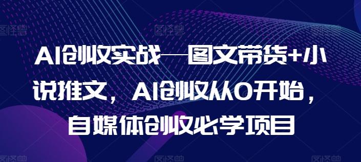 AI创收实战—图文带货+小说推文，AI创收从0开始，自媒体创收必学项目-小鹏项目网