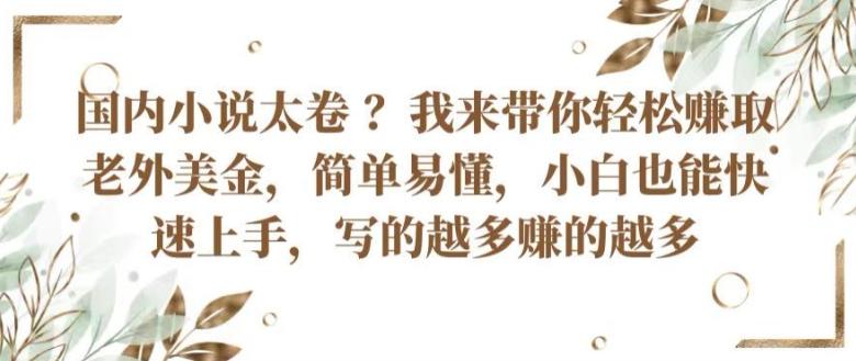 国内小说太卷 ?带你轻松赚取老外美金，简单易懂，小白也能快速上手，写的越多赚的越多【揭秘】-小鹏项目网