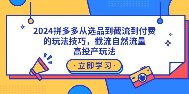 2024拼多多从选品到截流到付费的玩法技巧，截流自然流量玩法，高投产玩法-小鹏项目网